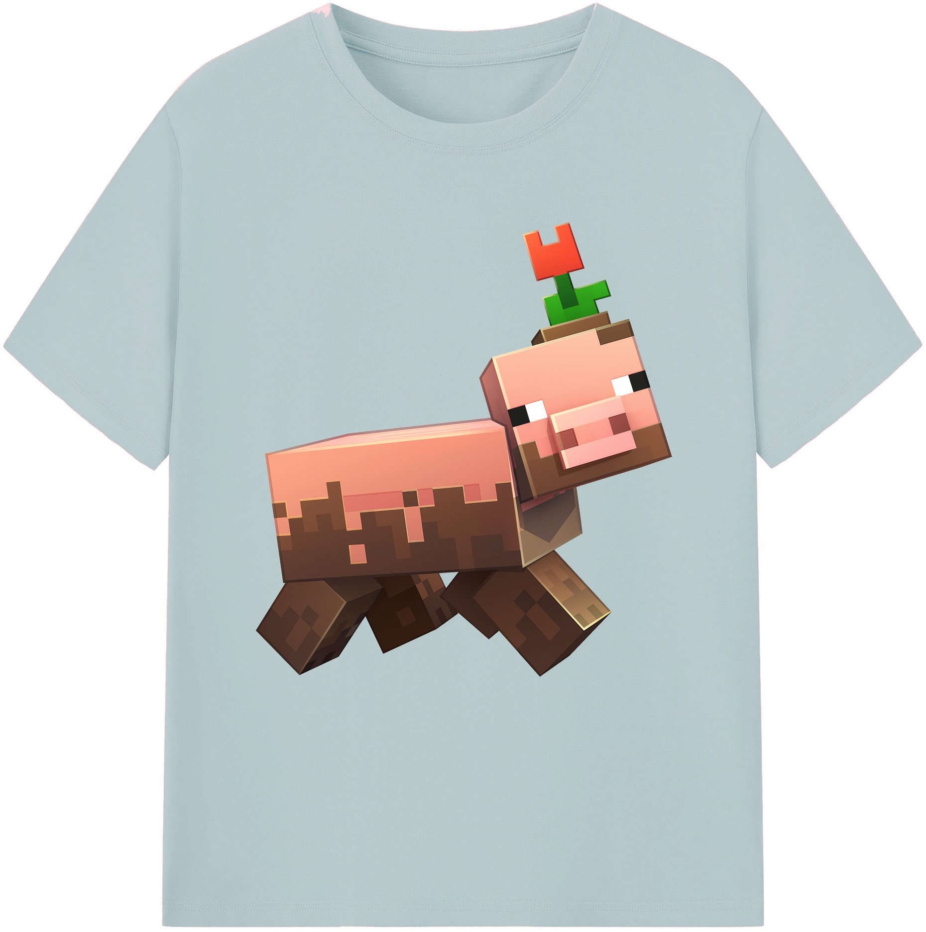（画像用） マインクラフト ブロックの世界 Minecraft MC Block world 綿100％半袖Tシャツ（フロントプリント）
